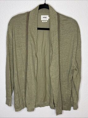 Notshy Cashmere Green Beaded Linen Open Front Cardigan Size Large